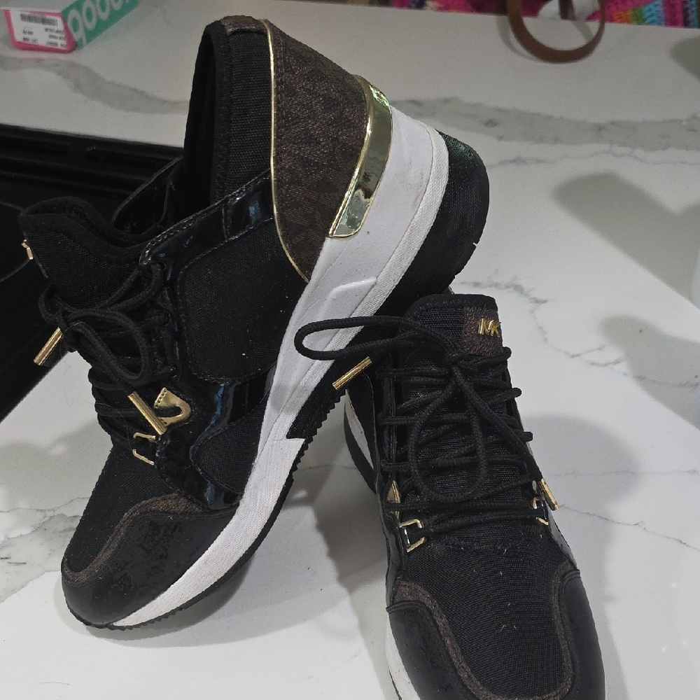 Michael Kors Black and Gold Athletic Shoes